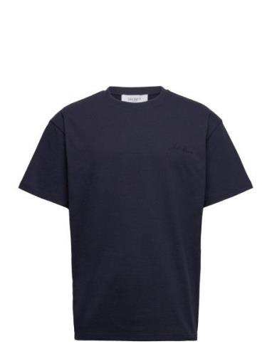 Crew T-Shirt Tops T-shirts Short-sleeved Navy Les Deux