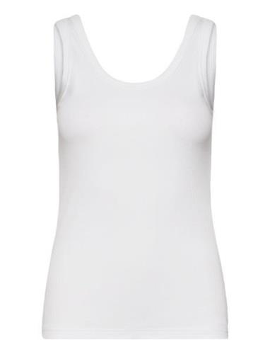 Slim Ribbed Tank Top Tops T-shirts & Tops Sleeveless White GANT