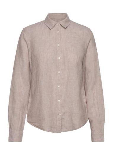 Reg Linen Chambray Shirt Tops Shirts Long-sleeved Beige GANT