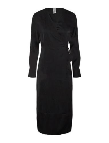 YAS Yaspella Ls Wrap Midi Dress S. Noos Svart