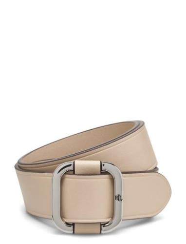 Lauren Ralph Lauren Slide-Buckle Leather Belt Beige