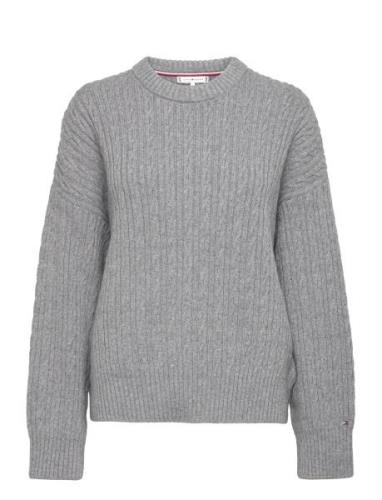 Tommy Hilfiger Cable All Over C-Nk Sweater Grå