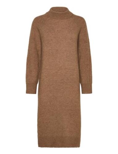 Selected Femme Slfrena Ls High Neck Knit Dress Camp Brun