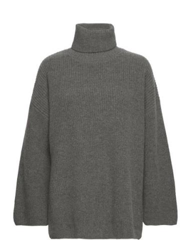 Selected Femme Slfmary Ls Long Knit Roll Neck Grå