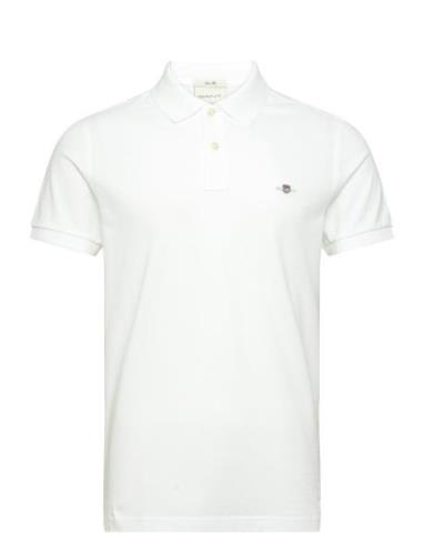 Slim Shield Ss Pique Polo Tops Polos Short-sleeved White GANT