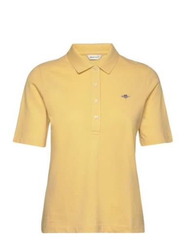 Slim Shield Ss Pique Polo Tops T-shirts & Tops Polos Yellow GANT