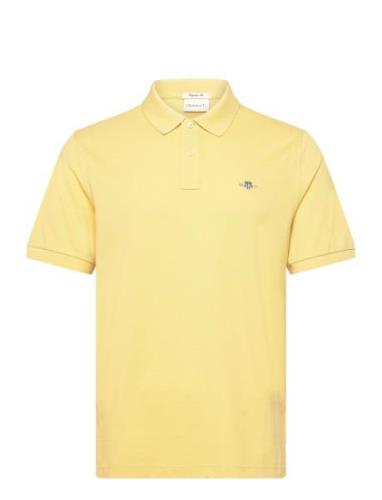 Reg Shield Ss Pique Polo Tops Polos Short-sleeved Yellow GANT