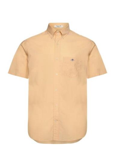 Reg Poplin Ss Shirt Tops Shirts Short-sleeved Yellow GANT