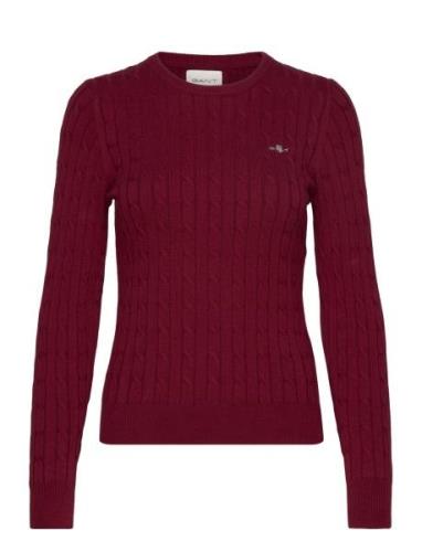 GANT Stretch Cotton Cable C-Neck Burgundy