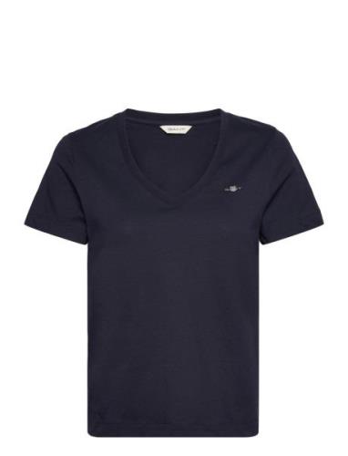 GANT Reg Shield Ss V-Neck T-Shirt Blå