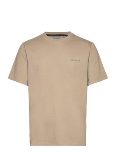 Overdyed Logo Loose Tee Tops T-shirts Short-sleeved Beige Superdry