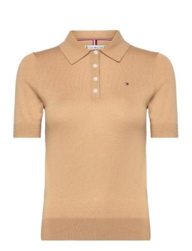 Co Lyocell Button Polo Ss Swt Tops T-shirts & Tops Polos Beige Tommy H...