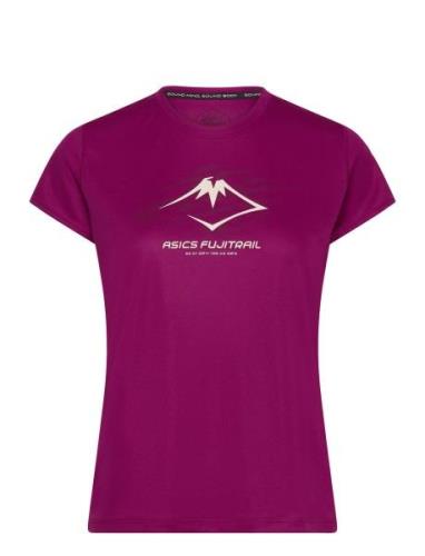 Fujitrail Logo Ss Top Sport T-shirts & Tops Short-sleeved Burgundy Asi...