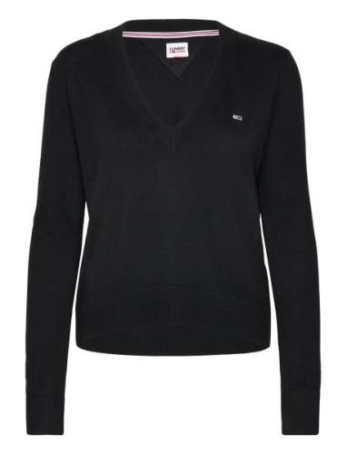 Tommy Jeans Tjw Essential Vneck Sweater Svart