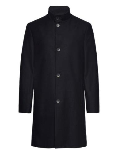 Wool Blend Funnel Neck Coat Yllerock Rock Navy Calvin Klein