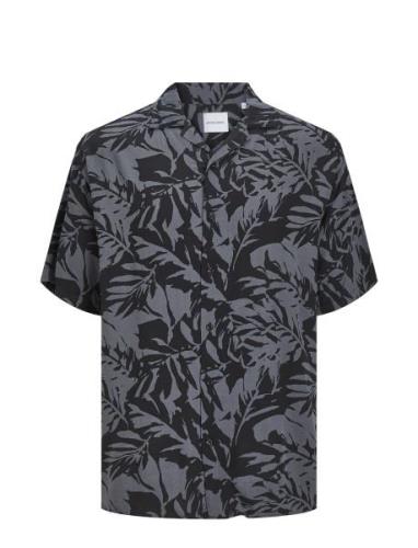 Jack & J S Jjguru Monochrome Aop Resort Shirt Ss Grå