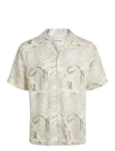 Jack & J S Jjjeff Floral Aop Resort Shirt Ss Beige