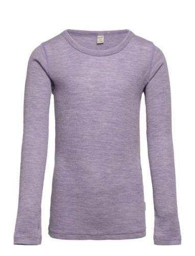 Blouse Ls - Solid Tops T-shirts Long-sleeved T-shirts Purple CeLaVi