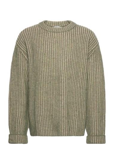 Heavy Rib-Knit Sweater Designers Knitwear Round Necks Khaki Green Hope