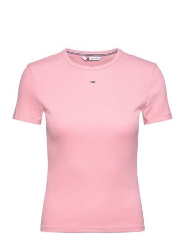 Tommy Jeans Tjw Slim Essential Rib Ss Ext Rosa