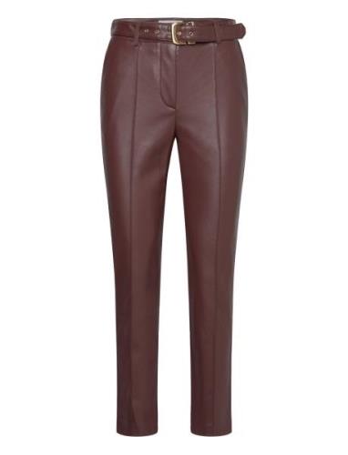 Leather-Effect Trousers With Belt Bottoms Trousers Leather Leggings-By...