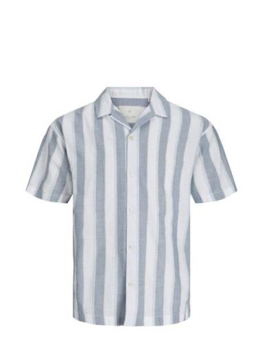 Jack & J S Jprccsummer Stripe Resort Shirt S/S Ln Blå