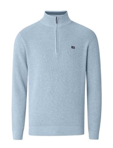 Clay Cotton Half-Zip Sweater Tops Knitwear Half Zip Jumpers Blue Lexin...