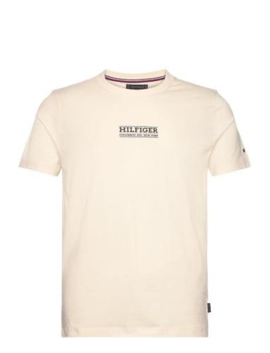 Small Hilfiger Tee Tops T-shirts Short-sleeved Cream Tommy Hilfiger