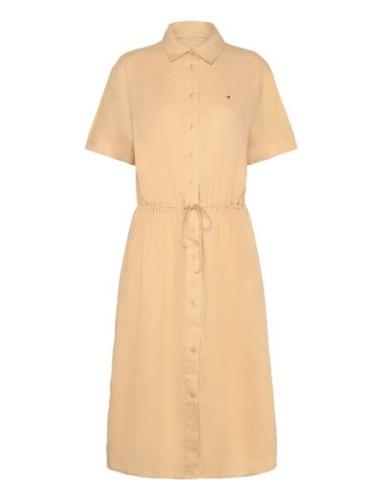 Tommy Hilfiger Linen Ss Midi Shirt Dress Beige