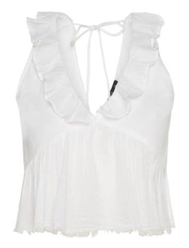 Gina Tricot Frill Top Vit