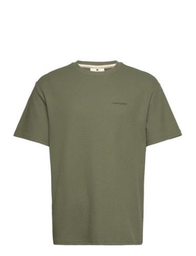Akkikki S/S Waffle Tee Tops T-shirts Short-sleeved Green Anerkjendt