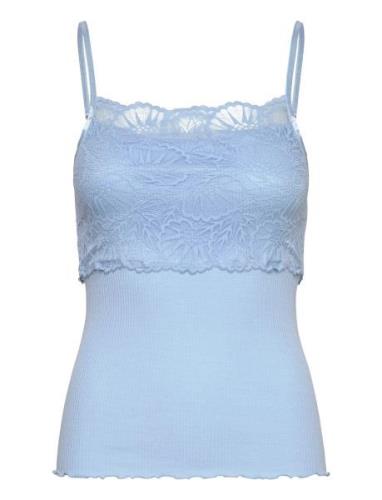 Rosemunde Silk Strap Top W/ Lace Blå