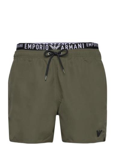 Emporio Armani Mens Woven Boxer Khaki Green