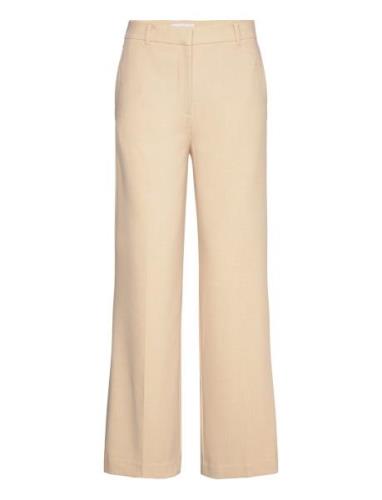 Mango Low-Waist Wideleg Trousers Beige