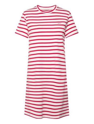 GANT Striped Ss T-Shirt Dress Röd