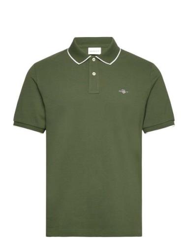 Framed Tipping Ss Polo Tops Polos Short-sleeved Khaki Green GANT