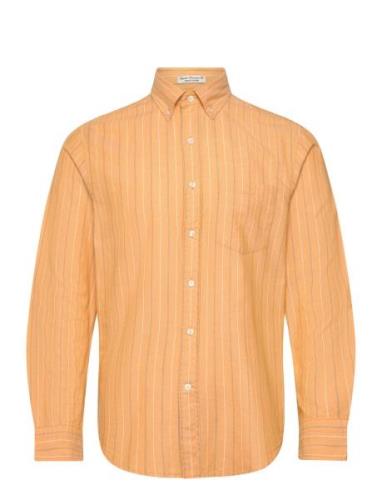 Reg Archive Oxford Stripe Shirt Tops Shirts Casual Orange GANT