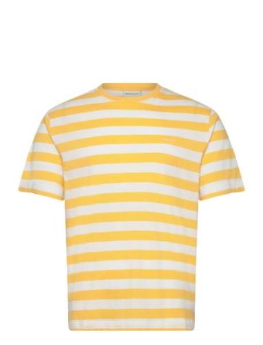 Stripe Ss T-Shirt Tops T-shirts Short-sleeved Yellow GANT