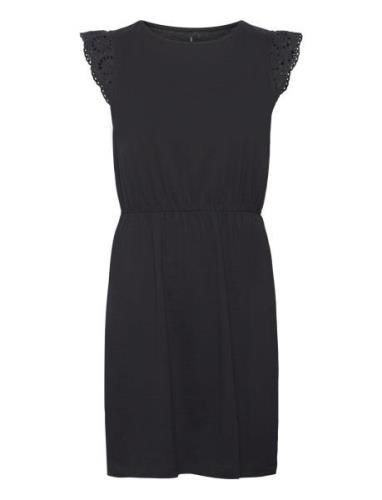 Vmemily Sl Gathering Dress Jrs Noos Kort Klänning Black Vero Moda