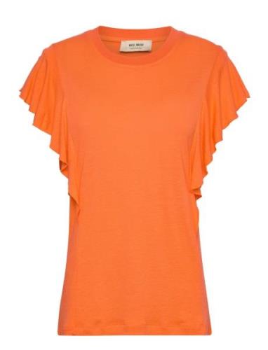 Mmchio Flounce Tee Tops T-shirts & Tops Short-sleeved Orange MOS MOSH