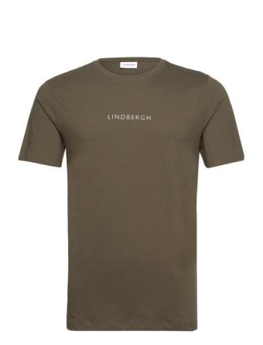 Lindbergh Print Tee S/S Tops T-shirts Short-sleeved Green Lindbergh