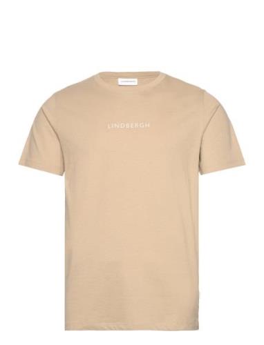 Lindbergh Print Tee S/S Tops T-shirts Short-sleeved Beige Lindbergh