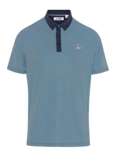 Original Penguin Golf All-Over Retro Micro Floral Print Polo Blå