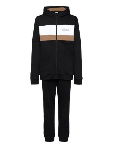 Cardigan+Trousers Sets Sweatsuits Black BOSS