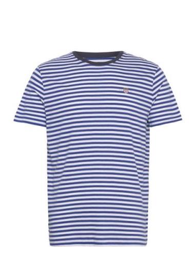 Shield Stripe Pajama T-Shirt Tops T-shirts Short-sleeved Blue GANT