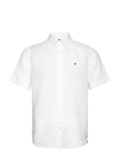 Douglas Linen Ss Shirt-Classic Fit Designers Shirts Short-sleeved Whit...