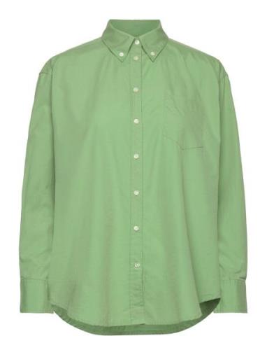 D1. Relaxed Bd Luxury Poplin Tops Shirts Long-sleeved Green GANT