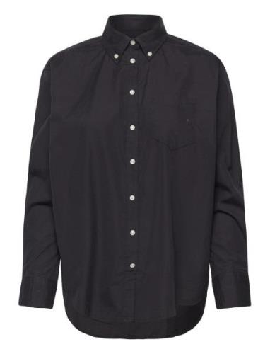 D1. Relaxed Bd Luxury Poplin Tops Shirts Long-sleeved Black GANT