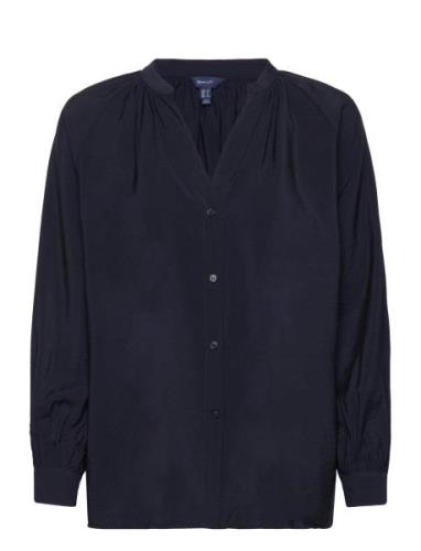 GANT D1. Stand Collar Blouse Blå