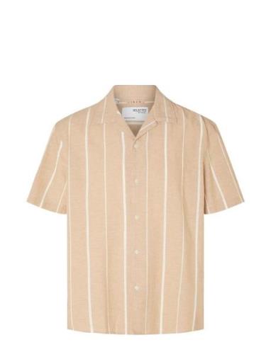 Selected Homme Slhrelaxnew-Linen Shirt Ss Resort Beige